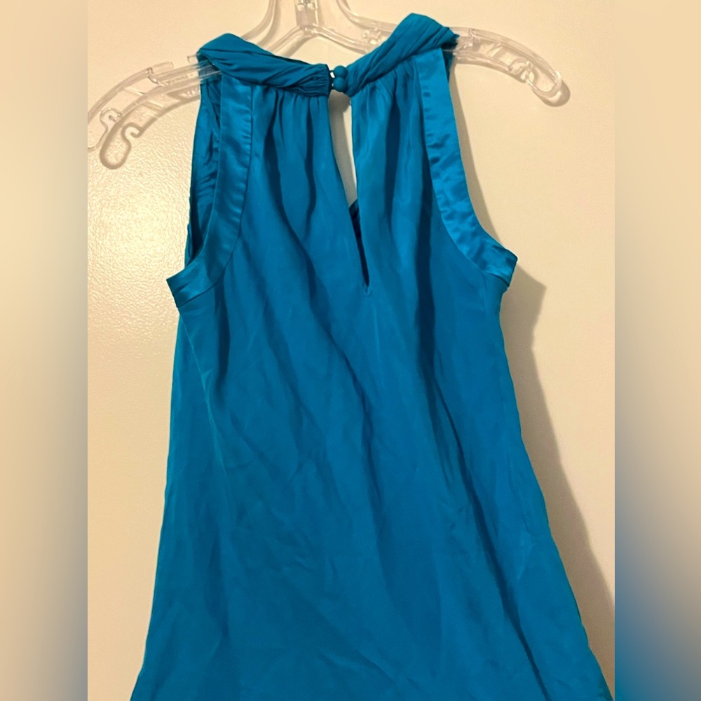 Turquoise 100% silk sleeveless top size S - Picture 7 of 8